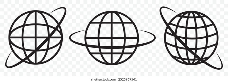 Globe icon set. Globe icons. web icon on transparent background. EPS 10. 
