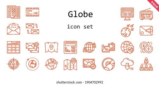 globe icon set. line icon style. globe related icons such as news, server, website, maps, mail, networking, mailing, network, radar, global warming, web, earth, exchange, map, email, internet, 