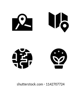 globe icon set. map, planet earth and ecology vector icon for graphic design and web
