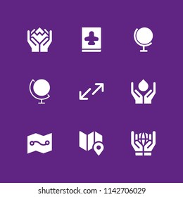 globe icon set. map, worldwide and transfer vector icon for graphic design and web
