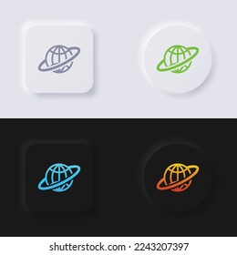 Globe icon set, Multicolor neumorphism button soft UI Design for Web design, Application UI and more, Button, Vector.