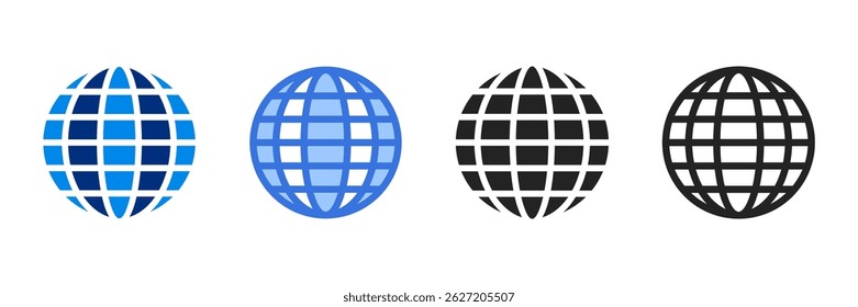 Globe Icon Set Multiple Style Vector Illustration