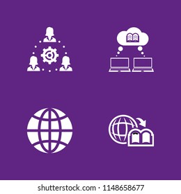 globe icon set. networking, geography book and global vector icon for graphic design and web