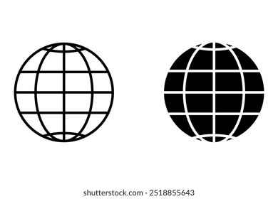 Ícone de globo definido em um plano de fundo claro.