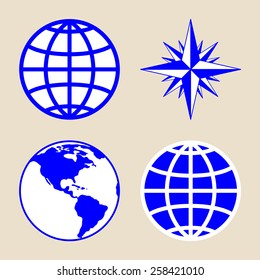 Globe icon set on a light background.