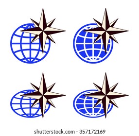 Globe icon set on a light background.