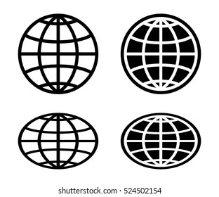 Globe icon set on a light background.