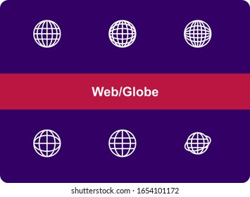 Globe icon set with outline style.Editable vector. Isolated. Web, Website, site
