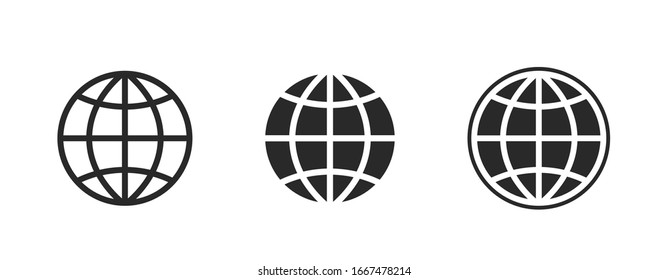 globe icon set. planet earth sign. simple schematic isolated vector images of world.