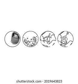 Globe, icon set. Planet Earth, world map in different variations, linear icons. Line with editable stroke 1