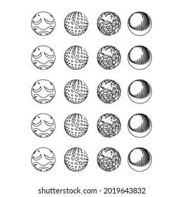 Globe, icon set. Planet Earth, world map in different variations, linear icons. Line with editable stroke 1