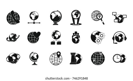 Globe icon set. Simple set of globe vector icons for web design isolated on white background