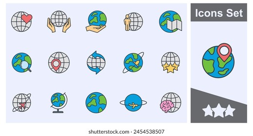 globe icon set symbol collection, logo isolated vector illustration