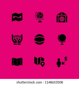 globe icon set. transfer, earth globe and worldwide vector icon for graphic design and web
