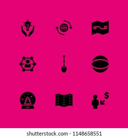 globe icon set. travel, network and snow globe vector icon for graphic design and web