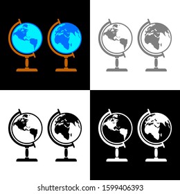 Globe icon set, vector illustration