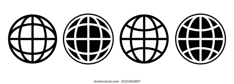 Globe Icon Set - Welt-, Erde- und Web-Symbole für Apps und Websites.