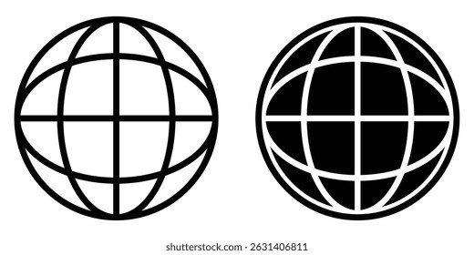 Globe Icon Set – World, Earth, and Web Symbols for Apps and Websites.