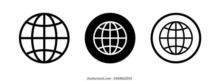 Globe icon set. World icon. Planet Earth, world map in different variations.