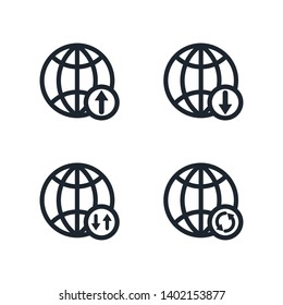 Globe icon set,World wide web internet connection icon set.