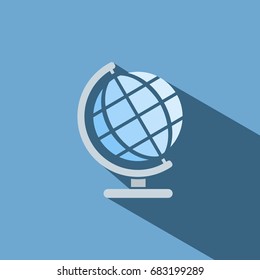Globe icon with shade on blue background