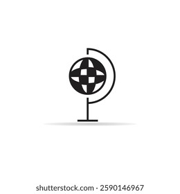 globe icon with shadow on white background