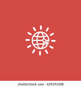 globe icon. sign design. red background