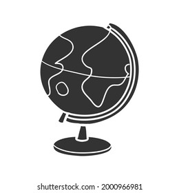 Globe Icon Silhouette Illustration. World Map Vector Graphic Pictogram Symbol Clip Art. Doodle Sketch Black Sign.