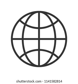 globe icon with simple black line use for website asset 