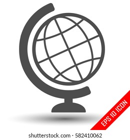 Globe icon. Simple black logo of globe. Globe flat picture isolated on a white background. Vector illustration