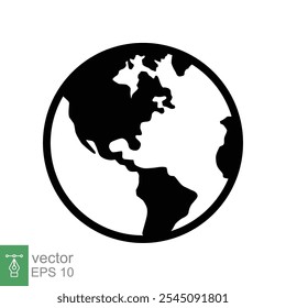 Globe icon. Simple flat style. Planet earth, world map, geography concept. Vector illustration isolated on white background. EPS 10.