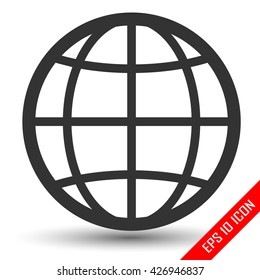 Globe icon. Simple logo of globe. Globe flat picture isolated on a white background. Vector illustration