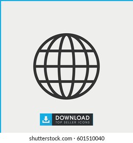 globe icon. simple outline globe vector icon. on white background.