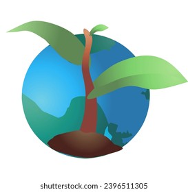 globe icon and small green leaf