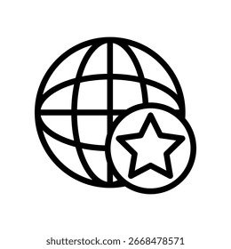 Globussymbol mit Sternsymbol für globale Exzellenz und Anerkennung