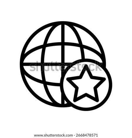 Globe Icon with Star Symbol Representing Global Excellence and Recognition