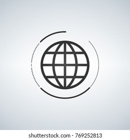 The globe icon globe symbol with circle arround flat vector illustration isolated on light background