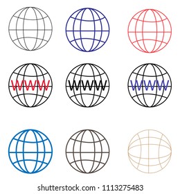 The globe icon. Globe symbol. Flat Vector illustration