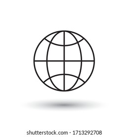 The globe icon. Globe symbol. Flat Vector illustration. World icon in flat style. Earth symbol isolated on white background. illustration. Simple world abstract icon in black. 