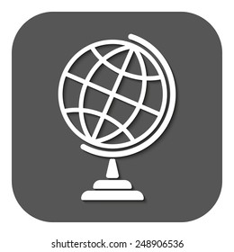 The globe icon. Globe symbol. Flat Vector illustration. Button