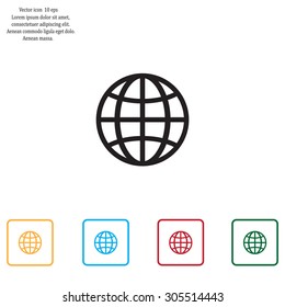 The globe icon. Globe symbol. Flat Vector illustration