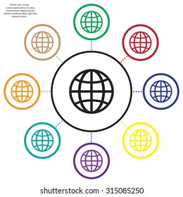The globe icon. Globe symbol. Flat Vector illustration