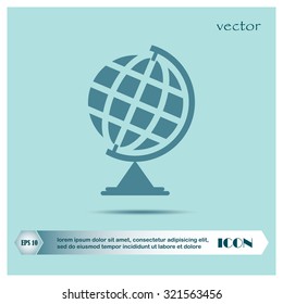 The globe icon. Globe symbol. Flat Vector illustration