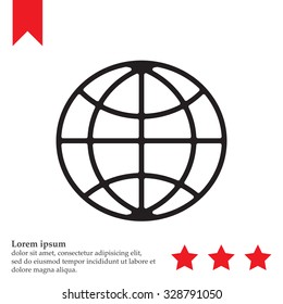 The globe icon. Globe symbol. Flat Vector illustration