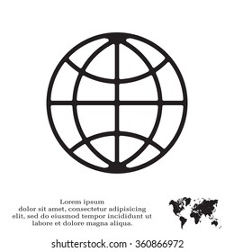 The globe icon. Globe symbol. Flat Vector illustration