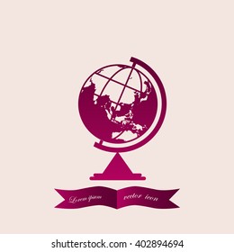 The globe icon. Globe symbol. Flat Vector illustration