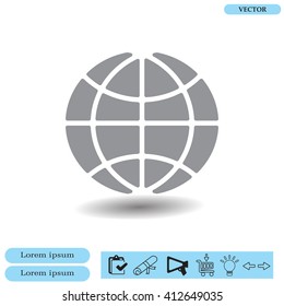 The globe icon. Globe symbol. Flat Vector illustration