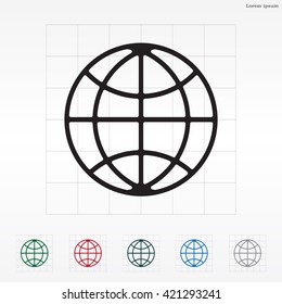 The globe icon. Globe symbol. Flat Vector illustration