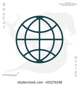 The globe icon. Globe symbol. Flat Vector illustration