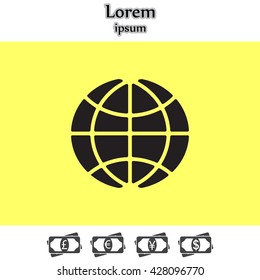 The globe icon. Globe symbol. Flat Vector illustration